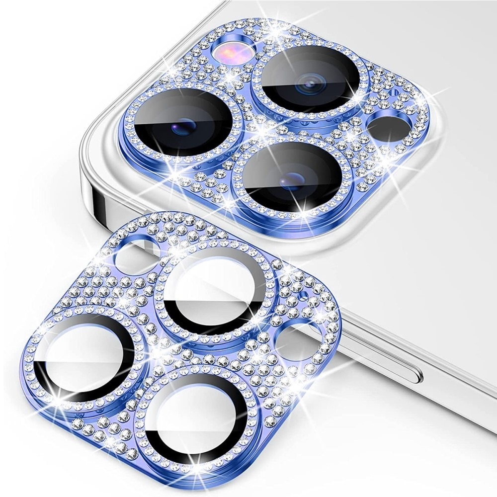Glitter Kamerabeskyttelse Aluminium+Herdet Glass iPhone 12 Pro blå