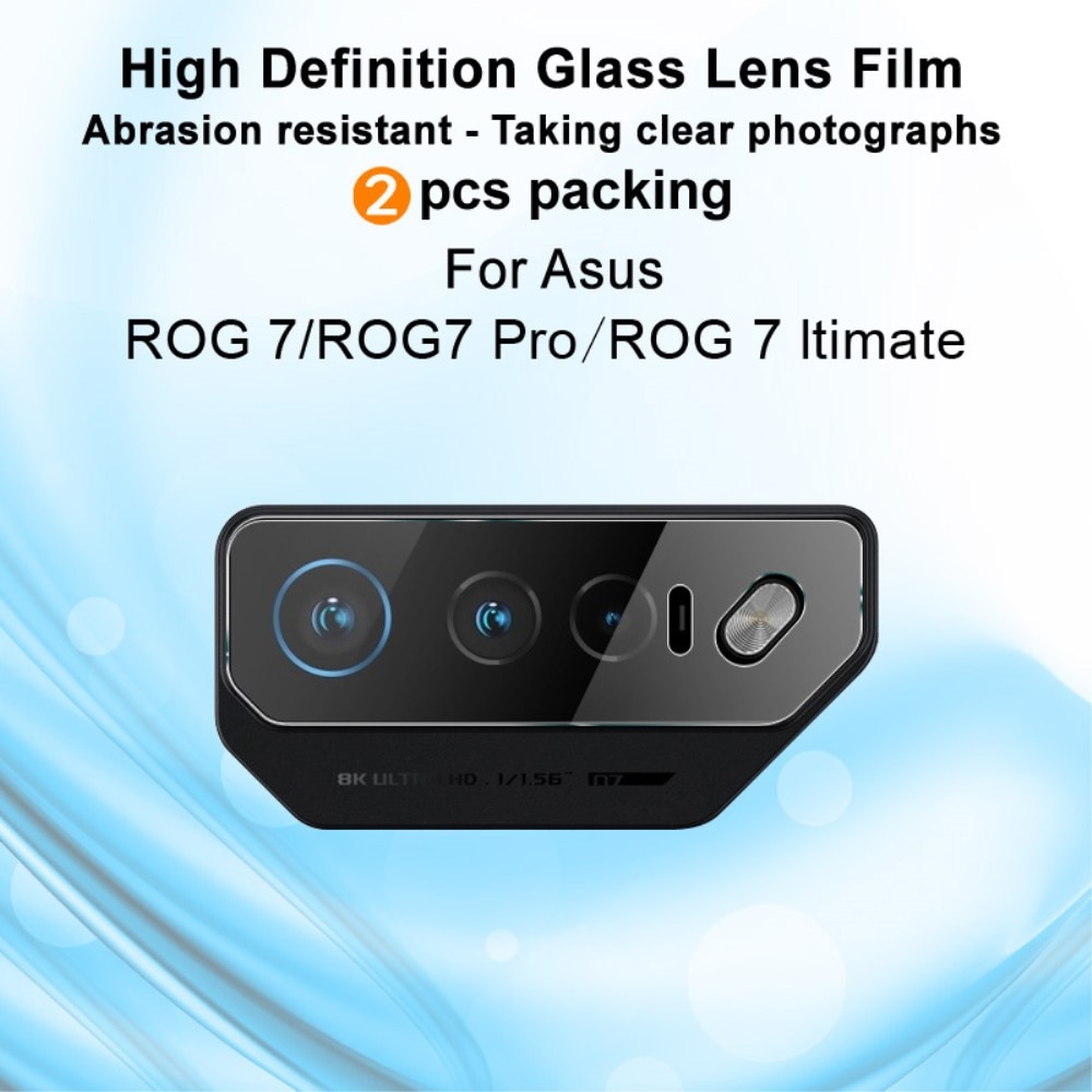 2-pack Herdet Glass Linsebeskyttelse Asus ROG Phone 7 gjennomsiktig