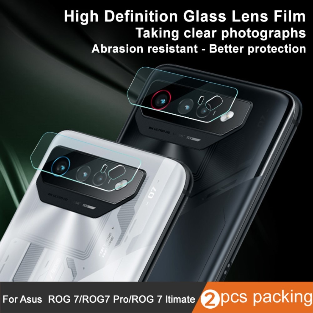 2-pack Herdet Glass Linsebeskyttelse Asus ROG Phone 7 gjennomsiktig