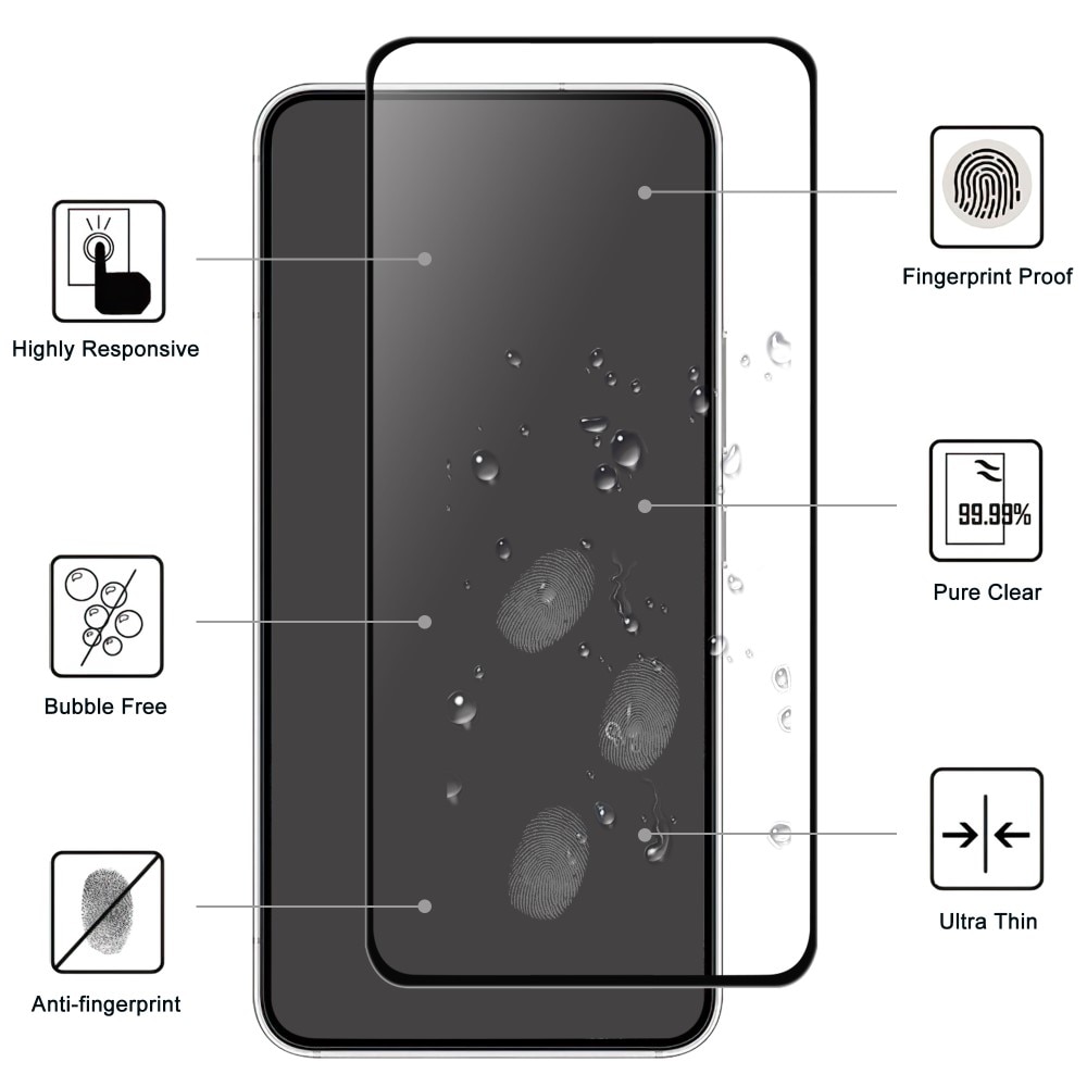 Heldekkende Skjermbeskytter Herdet Glass Samsung Galaxy A54 svart