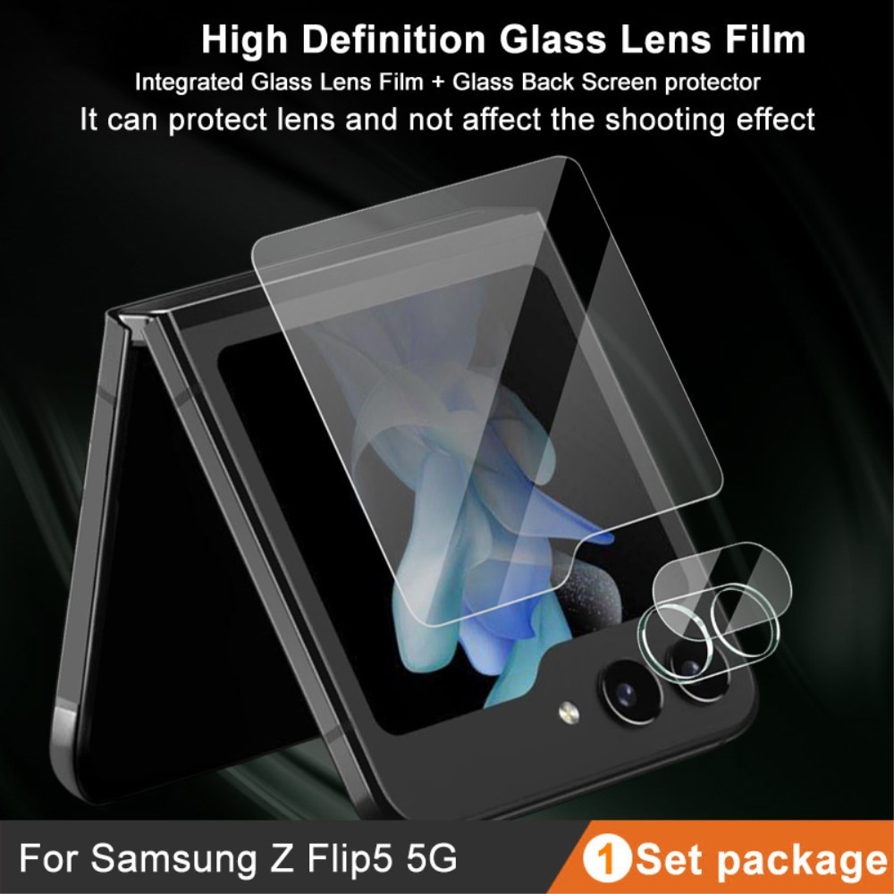 Herdet Glass Linsebeskyttelse + Skjermbeskytter Samsung Galaxy Z Flip 5 Gjennomsiktig