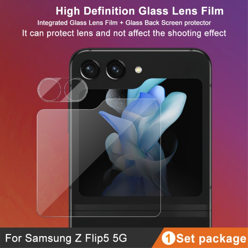 Herdet Glass Linsebeskyttelse + Skjermbeskytter Samsung Galaxy Z Flip 5 Gjennomsiktig