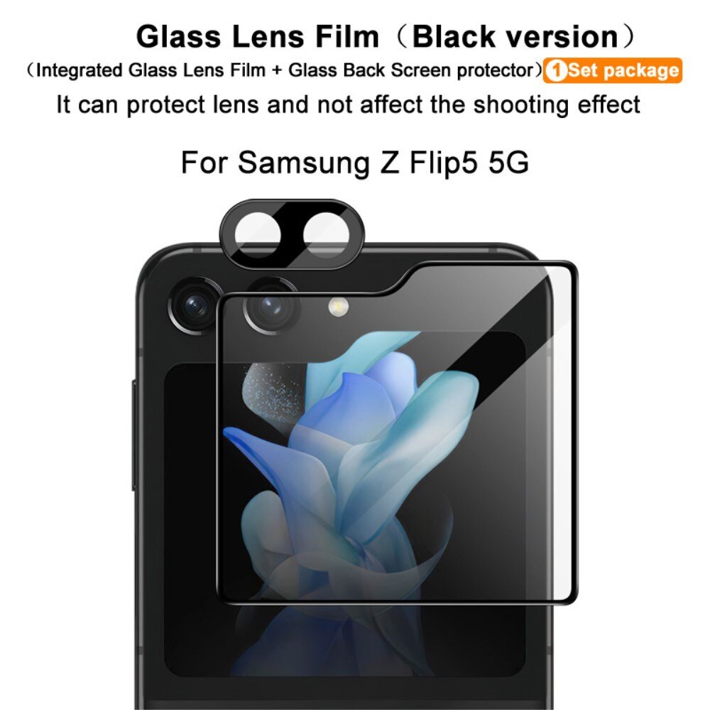 Herdet Glass Linsebeskyttelse + Skjermbeskytter Samsung Galaxy Z Flip 5 Svart