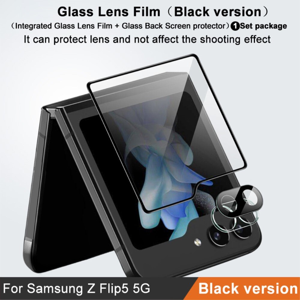 Herdet Glass Linsebeskyttelse + Skjermbeskytter Samsung Galaxy Z Flip 5 Svart