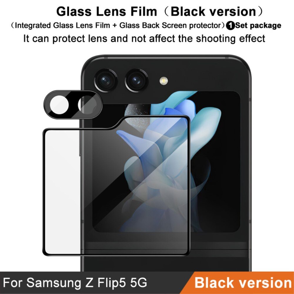 Herdet Glass Linsebeskyttelse + Skjermbeskytter Samsung Galaxy Z Flip 5 Svart