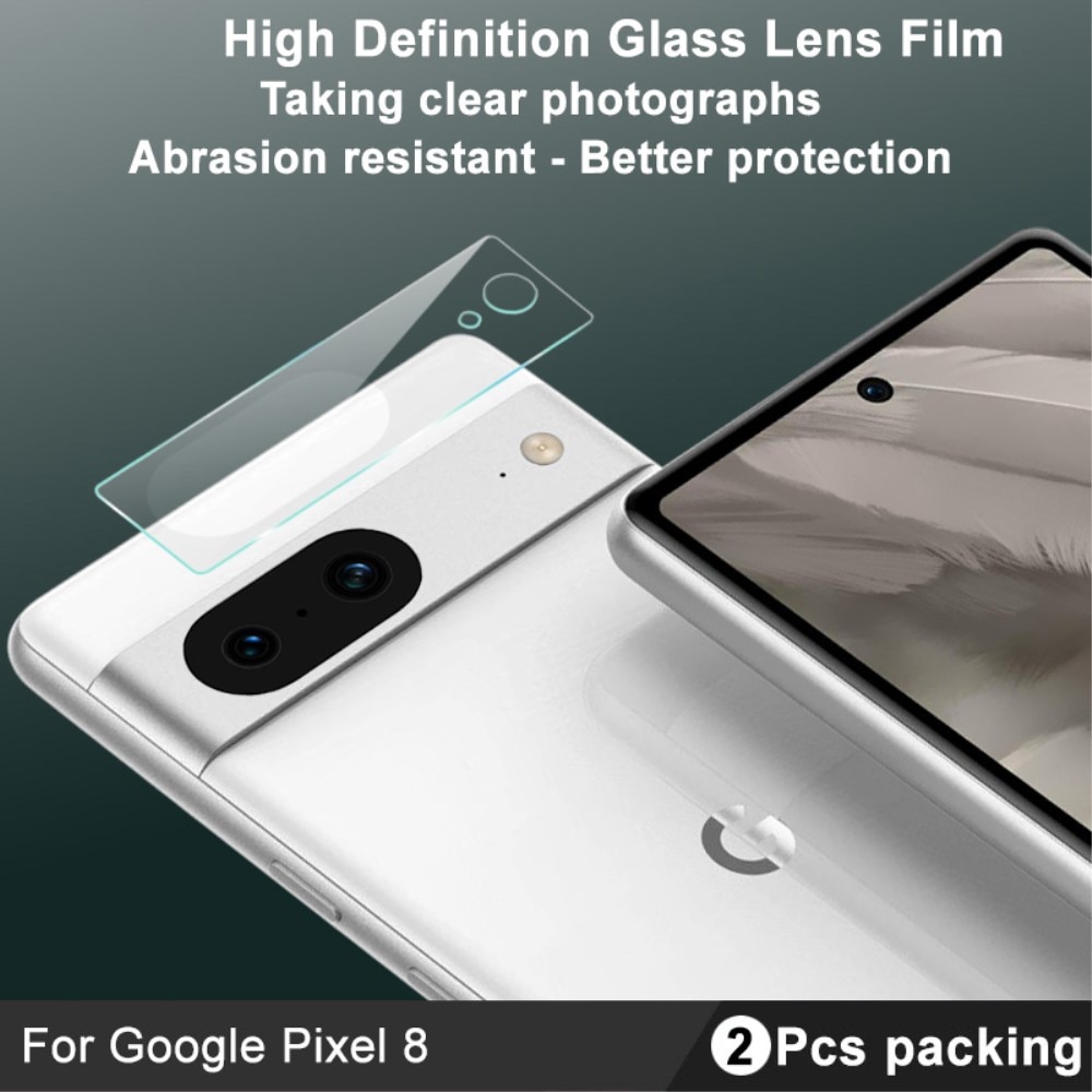 2-pack Herdet Glass Kamerabeskyttelse Google Pixel 8 gjennomsiktig