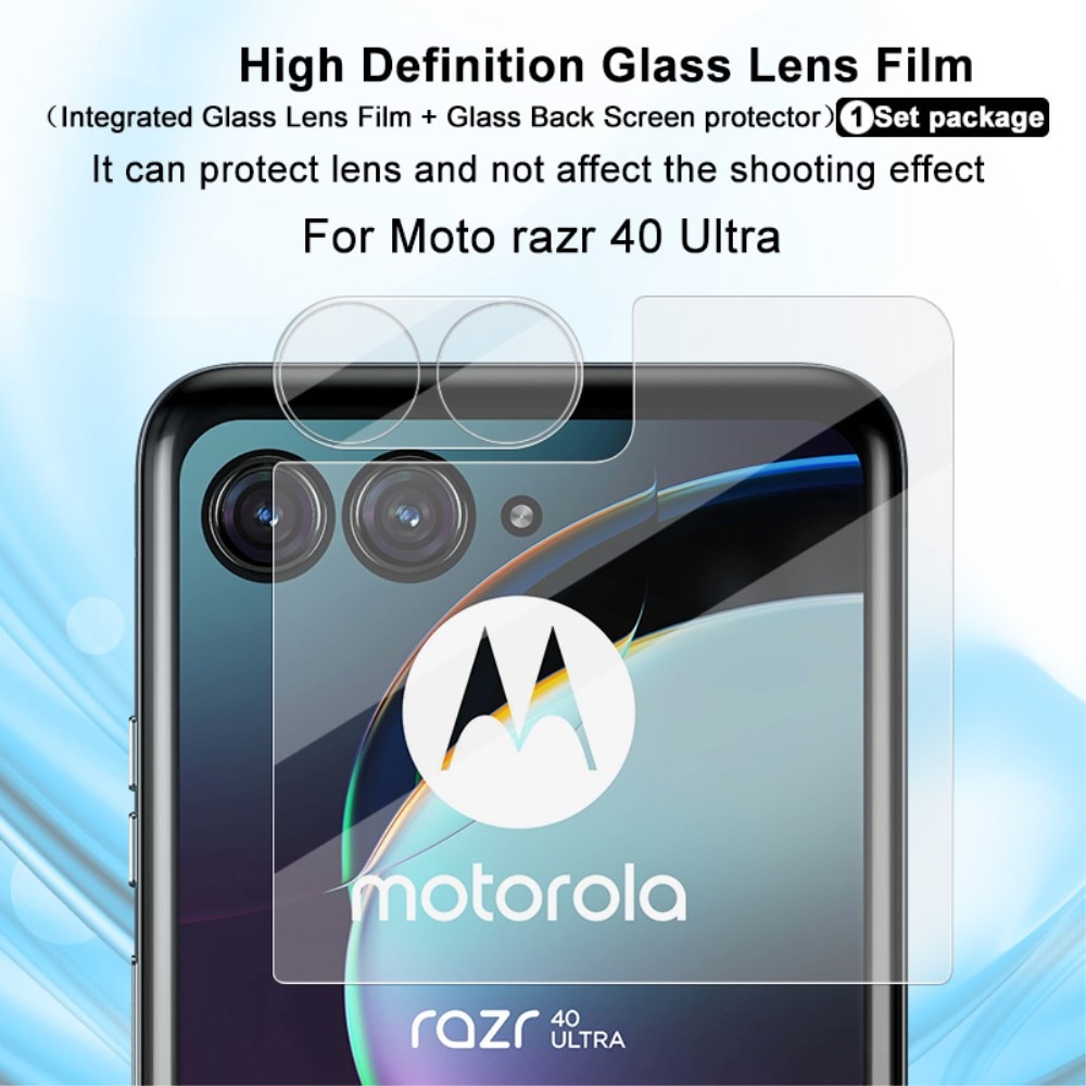 Herdet Glass Linsebeskyttelse + Skjermbeskytter Motorola Razr 40 Ultra