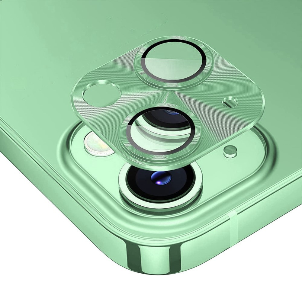 Kamerabeskyttelse Aluminium+Herdet Glass iPhone 15 grønn