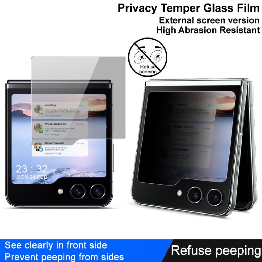 Privacy Herdet Glass Ytterskjermbeskytter Samsung Galaxy Z Flip 5