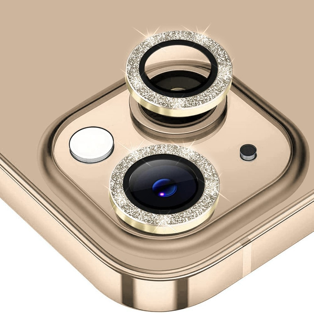 Glitter Linsebeskyttelse Aluminium iPhone 15 gull
