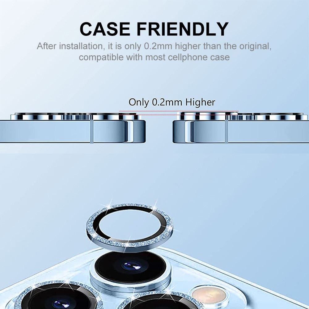 Glitter Linsebeskyttelse Aluminium iPhone 15 blå