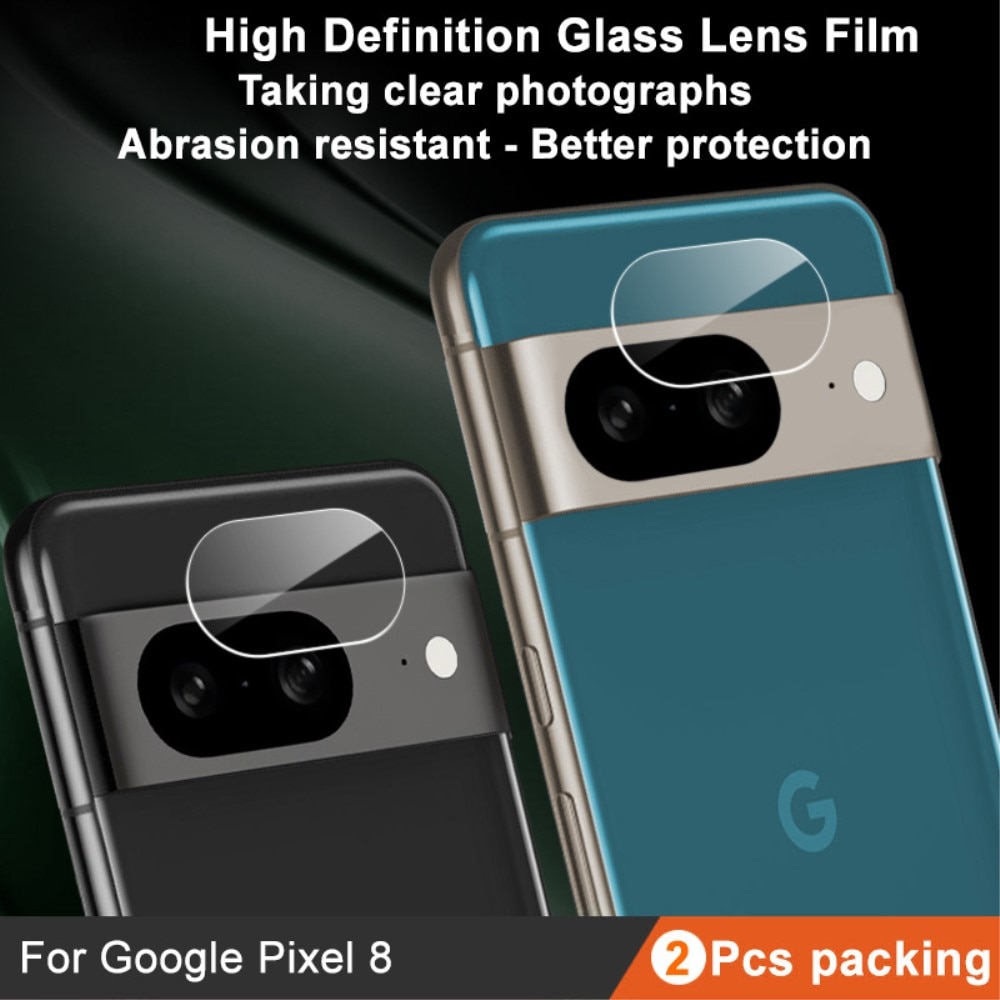 2-pack Herdet Glass Linsebeskyttelse Google Pixel 8 gjennomsiktig