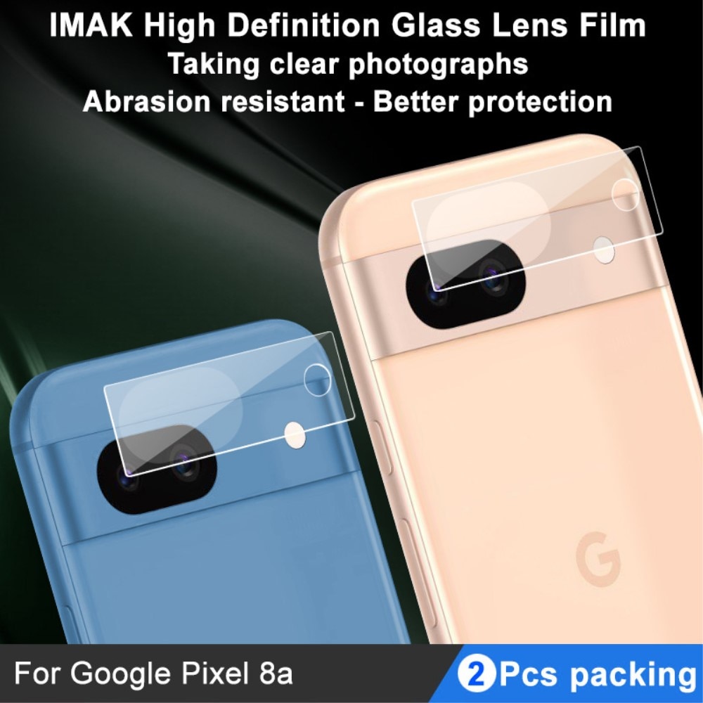 2-pack Herdet Glass Kamerabeskyttelse Google Pixel 8a gjennomsiktig