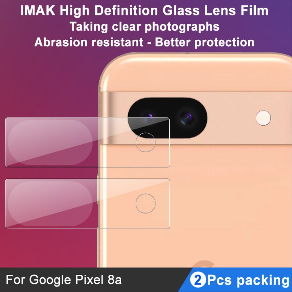 2-pack Herdet Glass Kamerabeskyttelse Google Pixel 8a gjennomsiktig