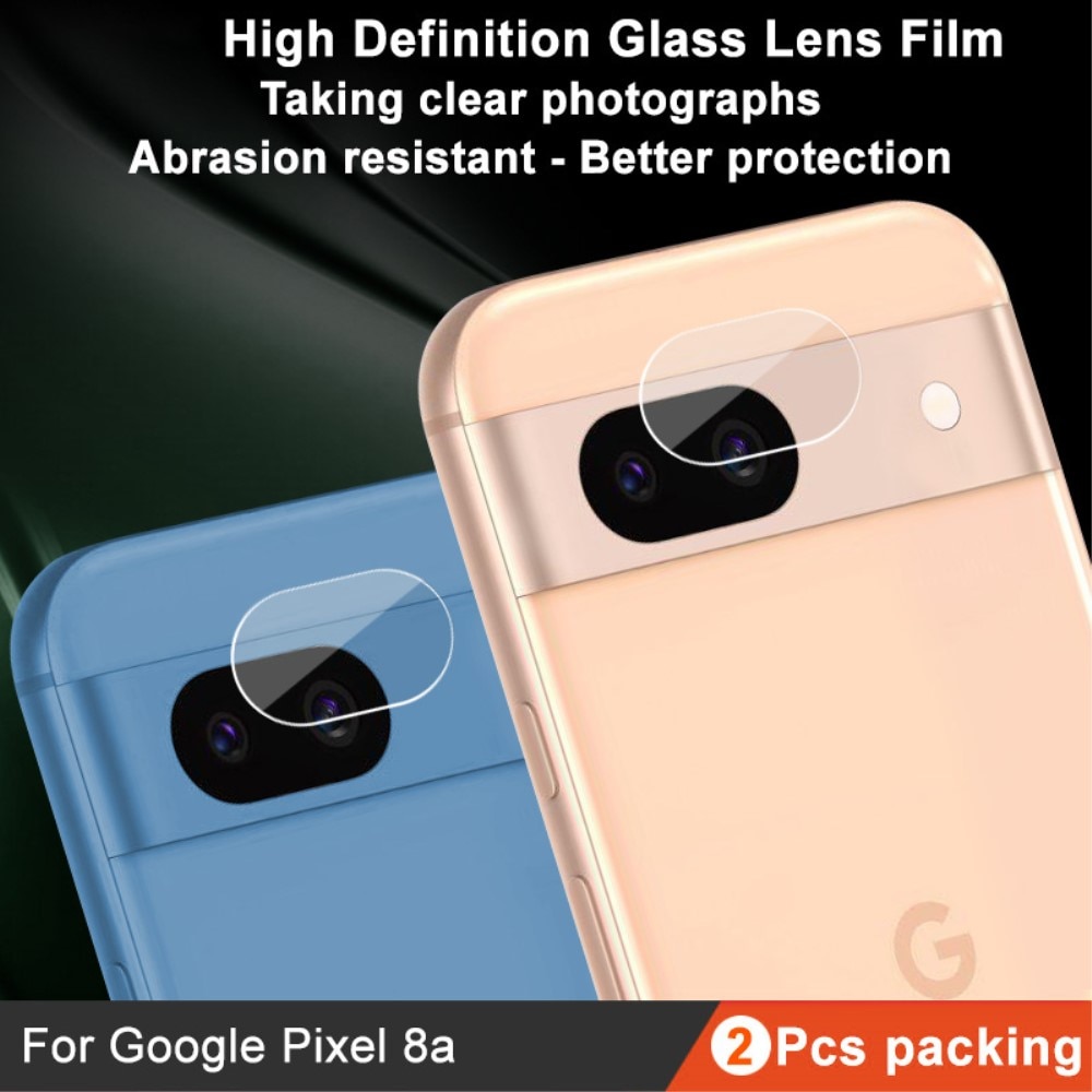 2-pack Herdet Glass Linsebeskyttelse Google Pixel 8a gjennomsiktig