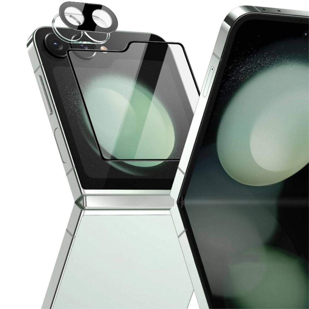 Herdet Glass Linsebeskyttelse + Skjermbeskytter Samsung Galaxy Z Flip 6 svart