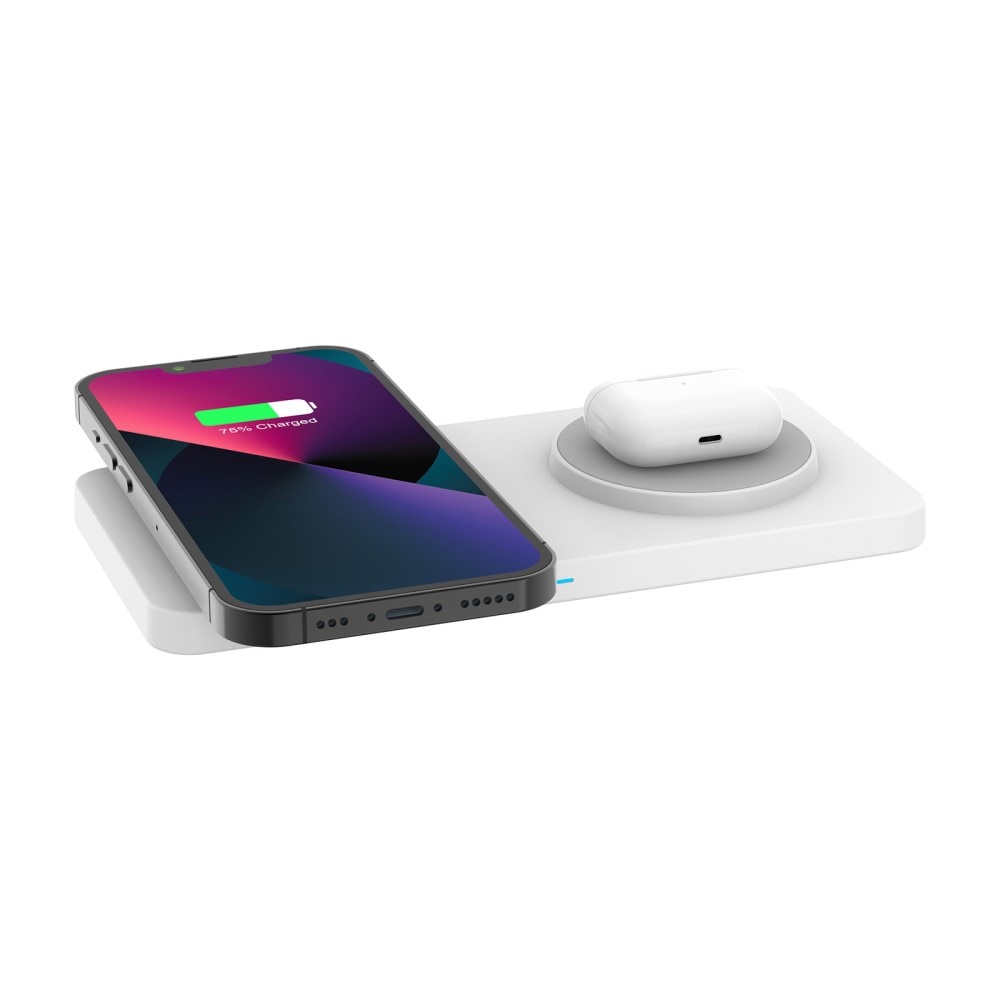 2-i-1 Magnetisk Trådløs Ladeplate 30W Hvit