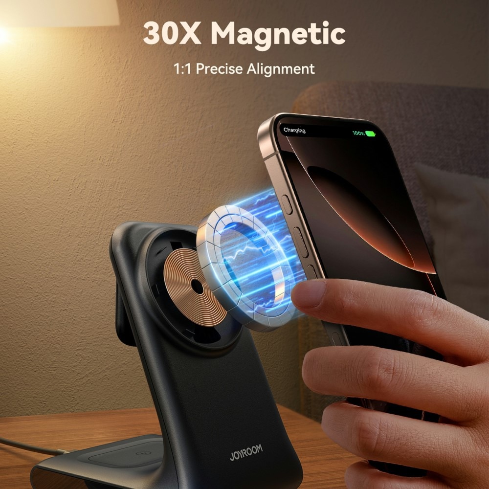 3-in-1 Magnetisk Trådløs Ladebase svart