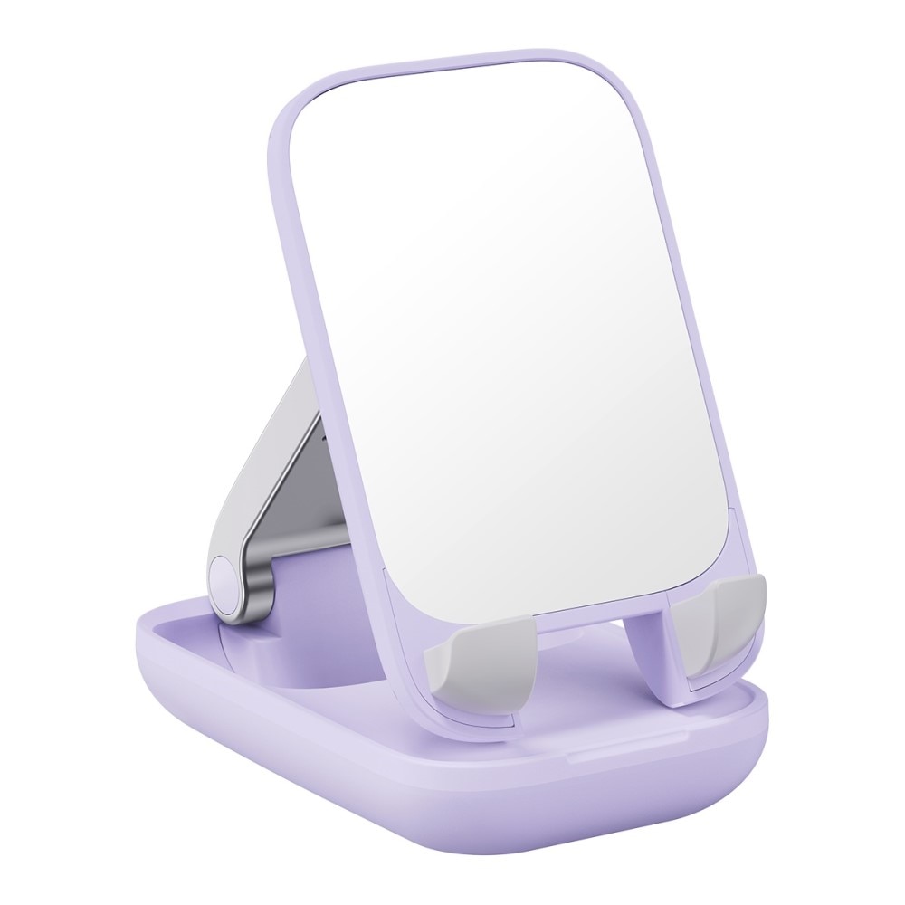 Sammenleggbart bordstativ med speil for mobil lilla