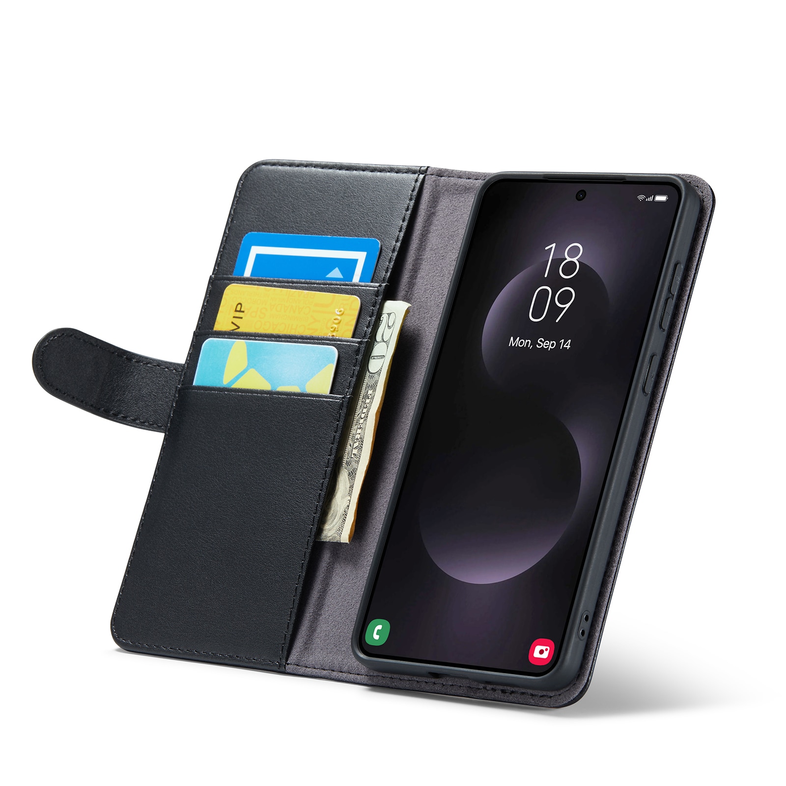 Ekte Lærveske Samsung Galaxy S25 Edge Svart