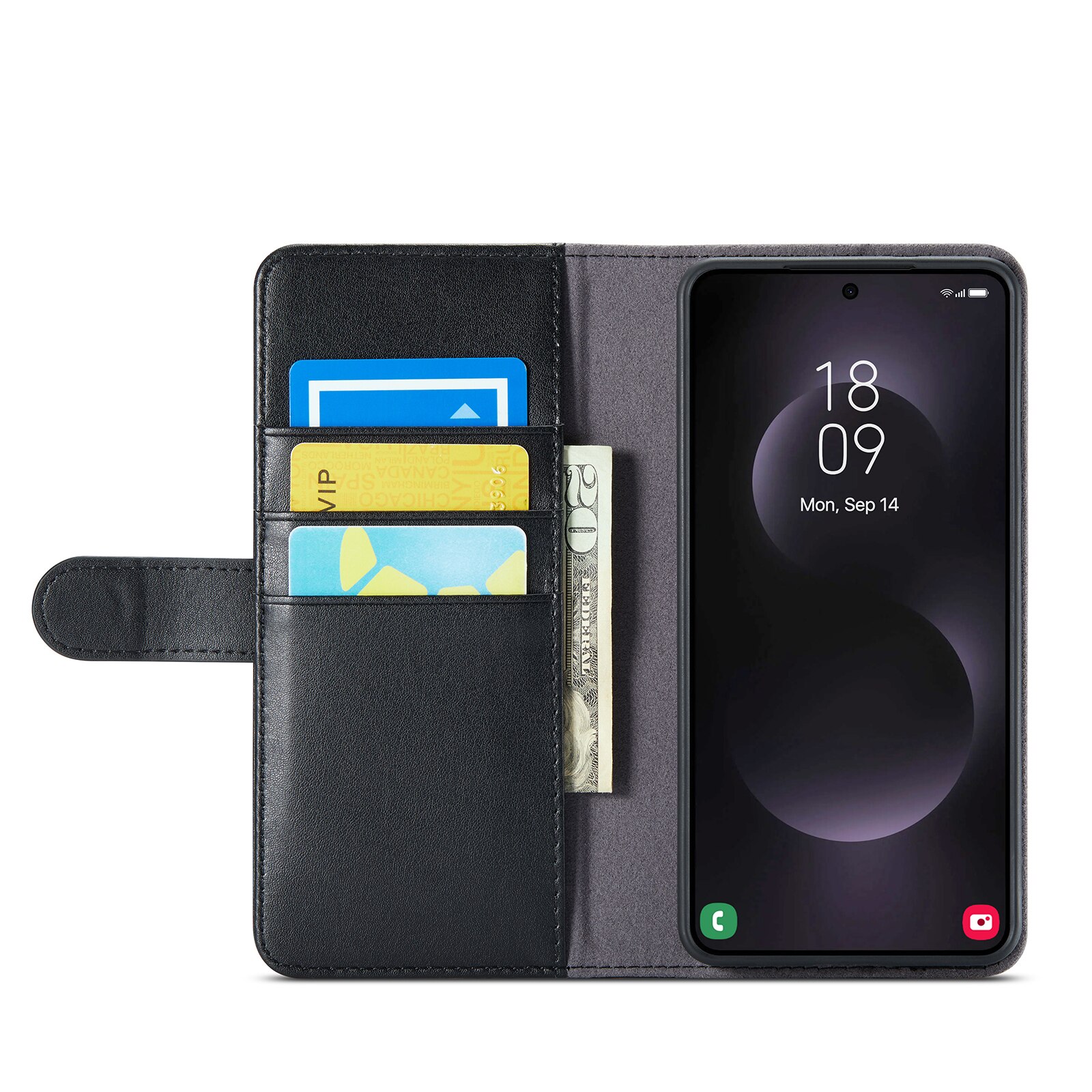 Ekte Lærveske Samsung Galaxy S25 Edge Svart