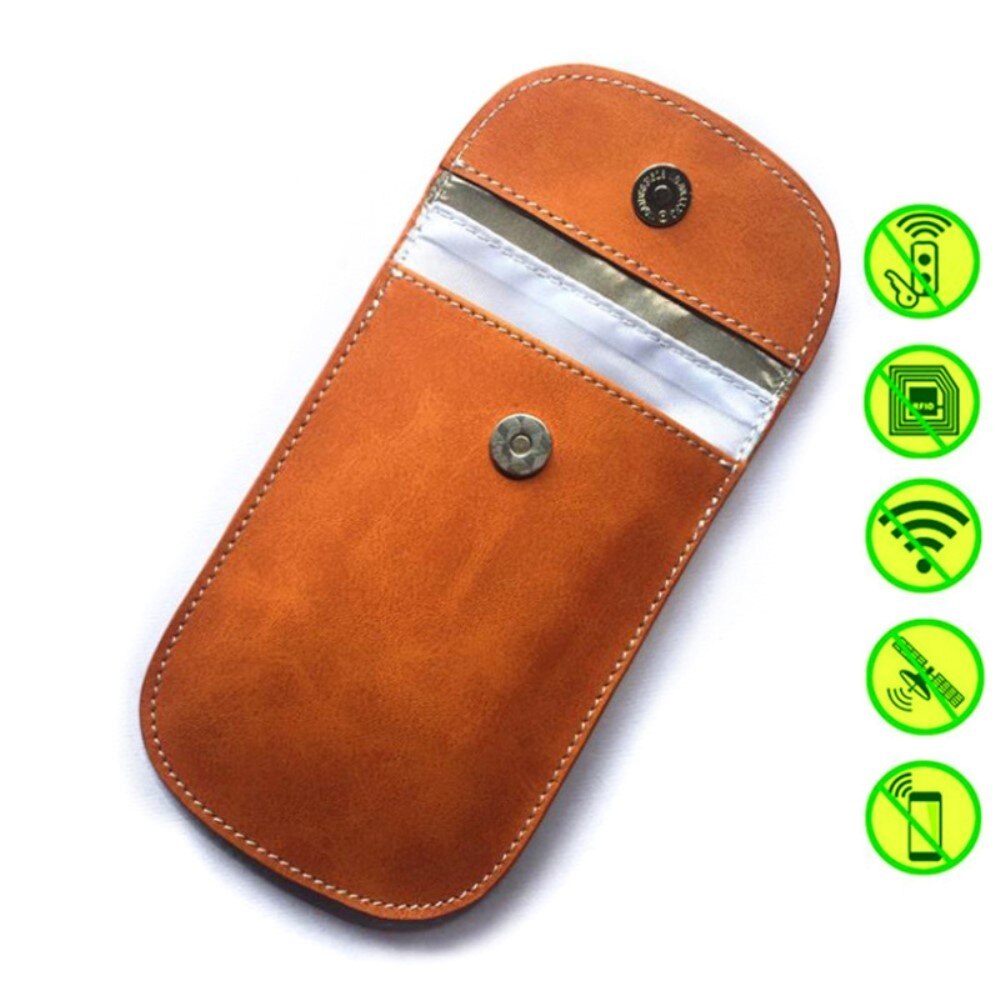 Bilnøkkelveske RFID-beskyttelse Skinn brun