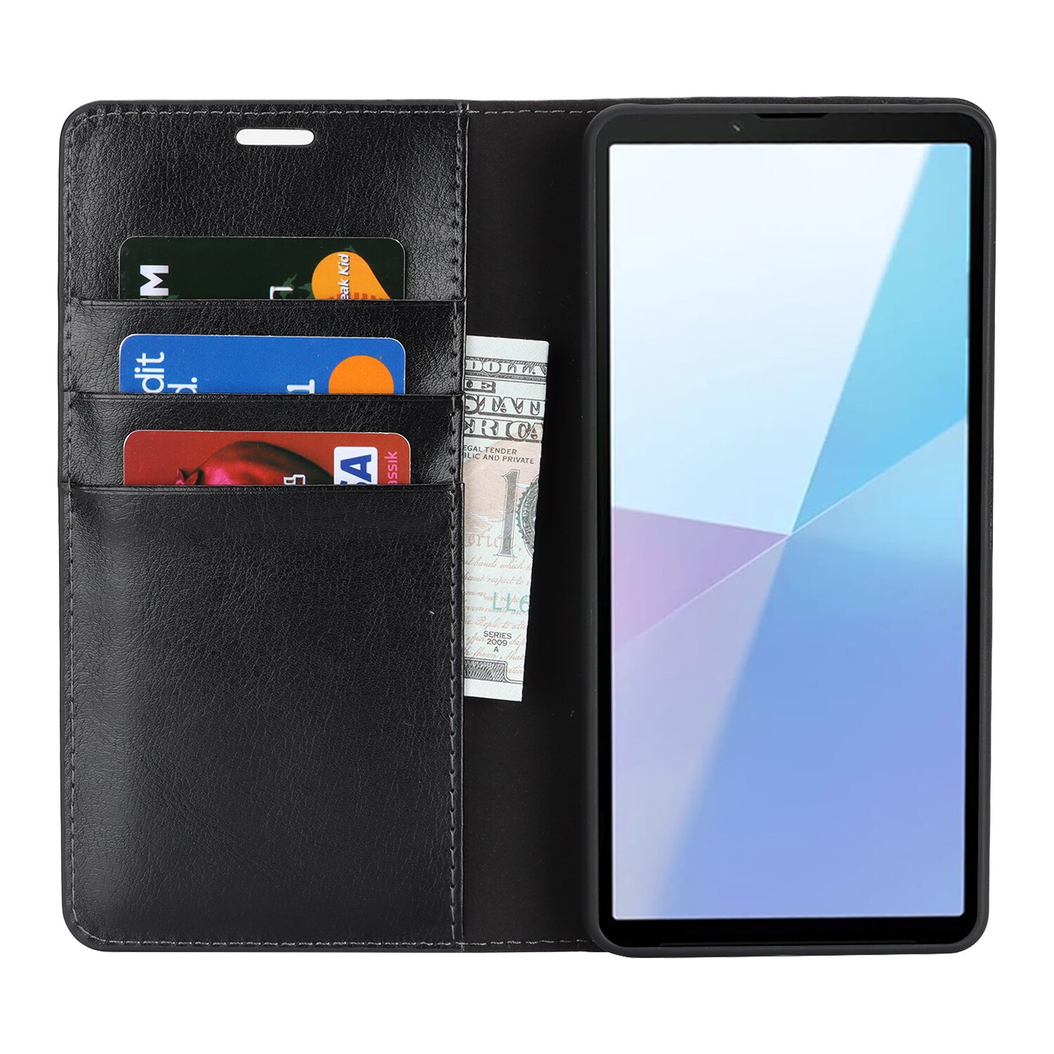 Mobiletui Ekte Lær Sony Xperia 10 VII Svart