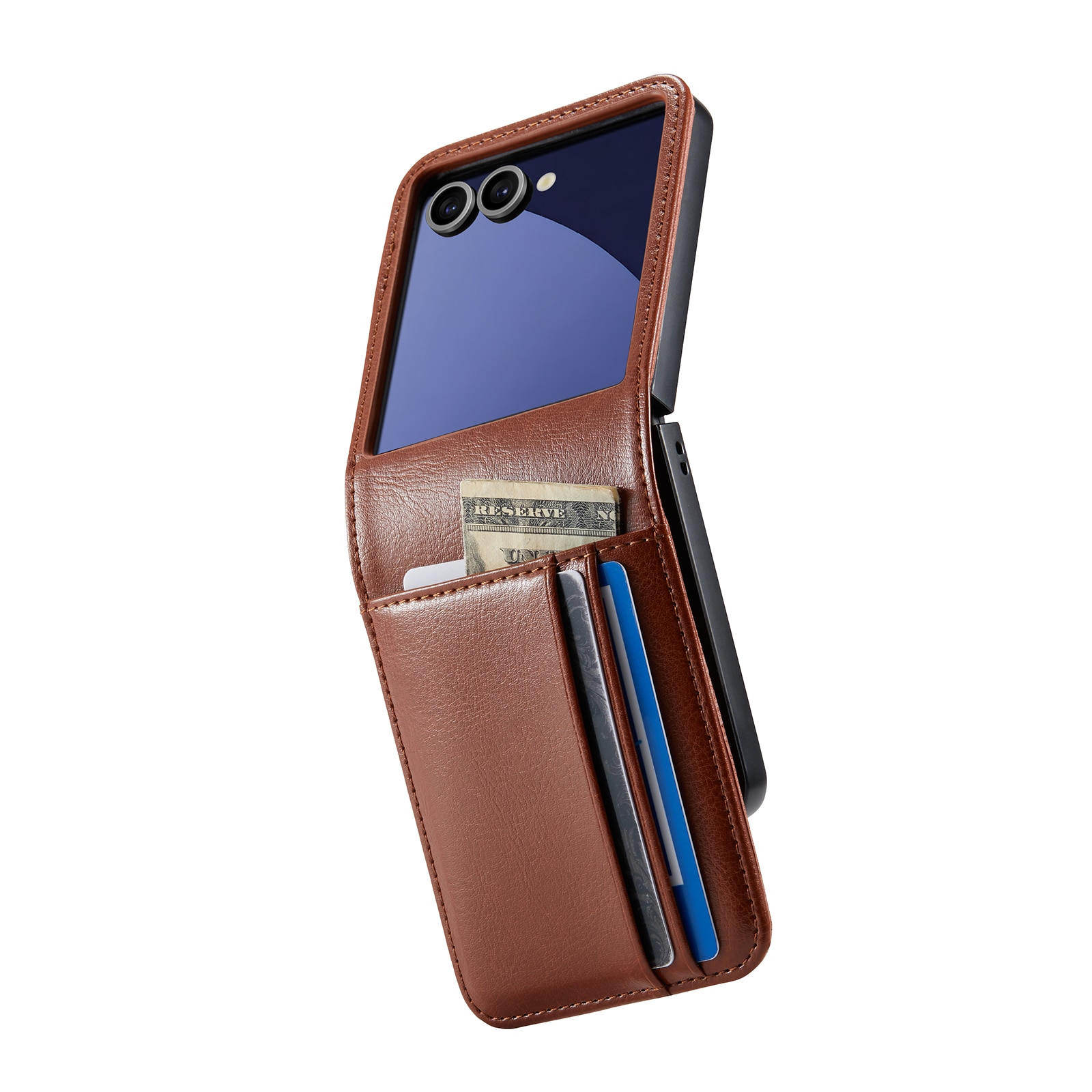 Ekte Lærveske Samsung Galaxy Z Flip 7 Cognac