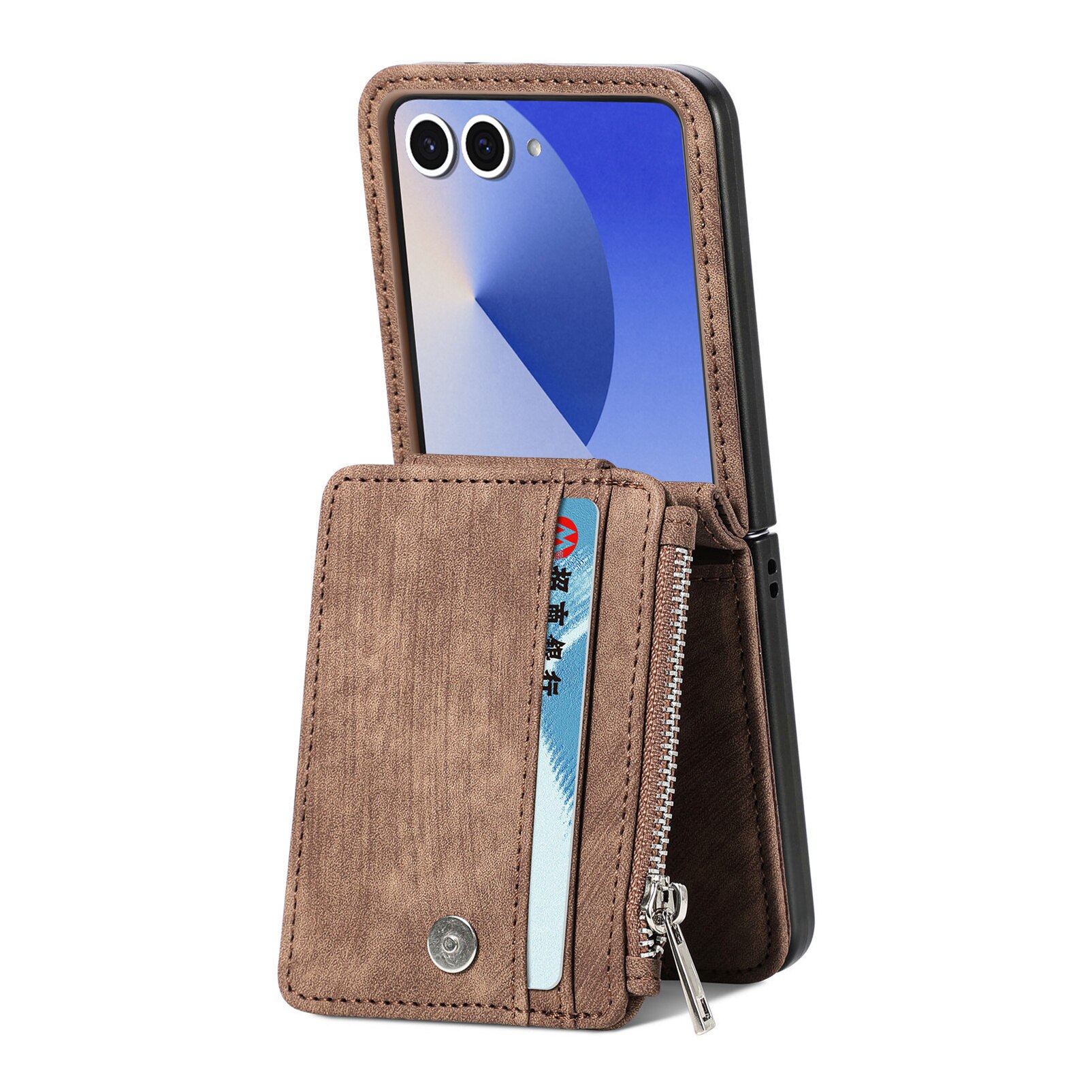 Mobilveske Multi-slot Zipper Samsung Galaxy Z Flip 7 Brun