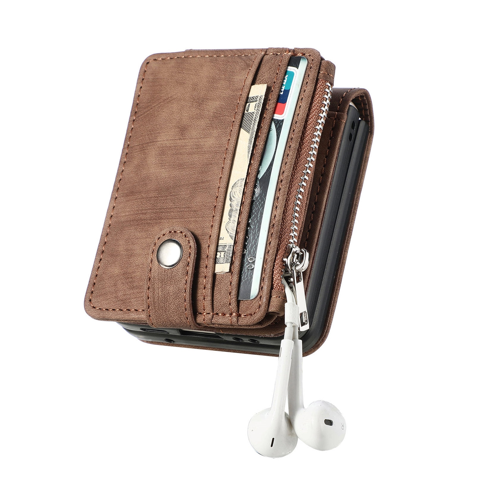 Mobilveske Multi-slot Zipper Samsung Galaxy Z Flip 7 Brun