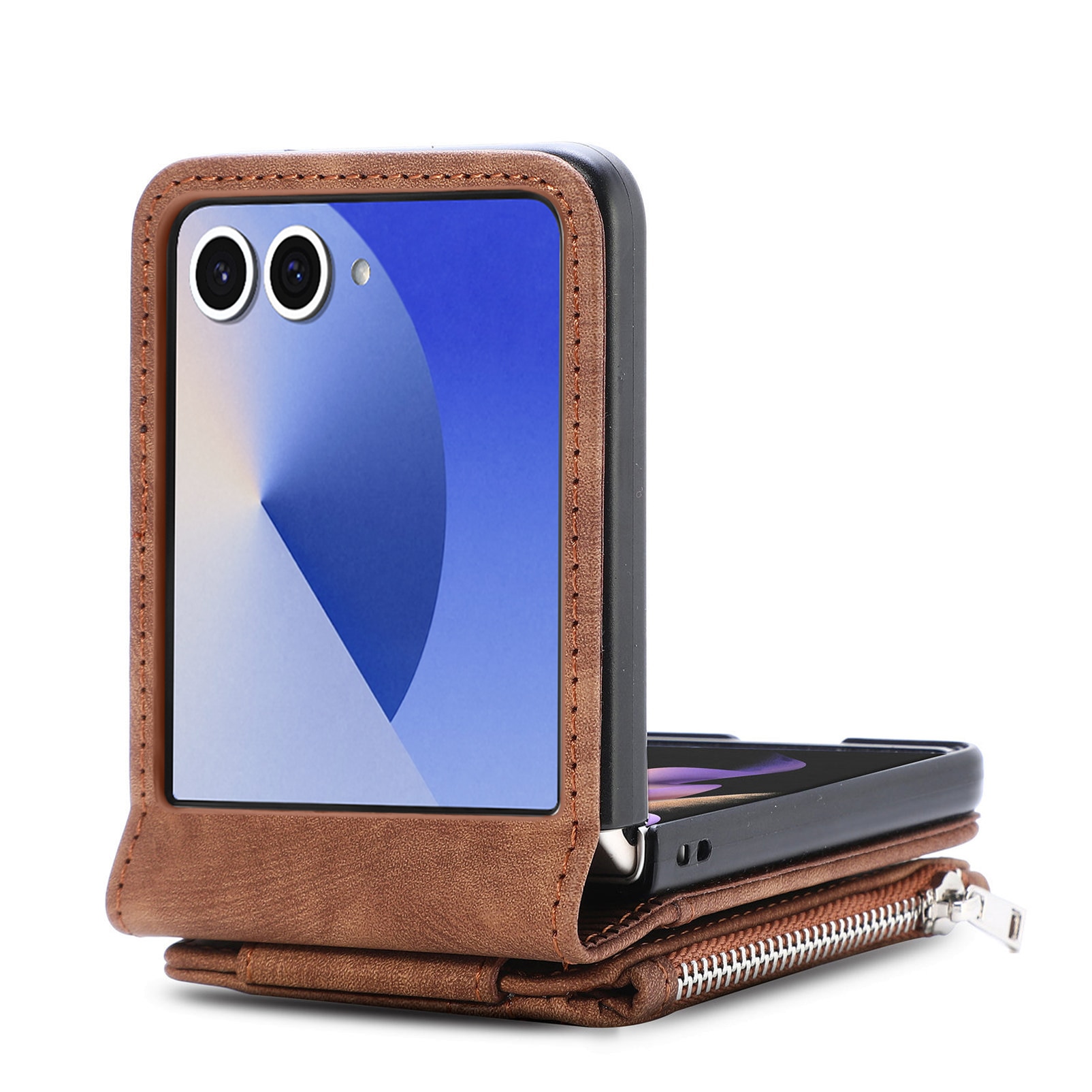 Mobilveske Multi-slot Zipper Samsung Galaxy Z Flip 7 Brun