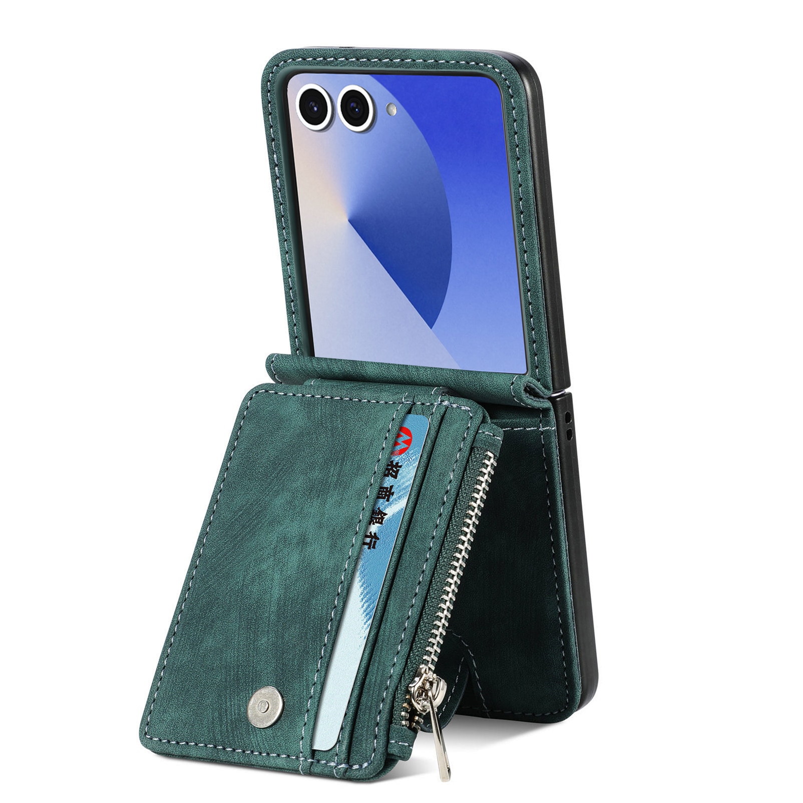 Mobilveske Multi-slot Zipper Samsung Galaxy Z Flip 7 Grønn