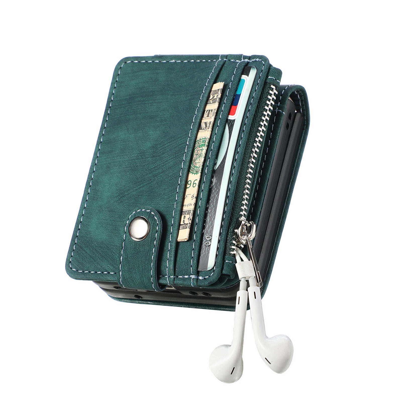 Mobilveske Multi-slot Zipper Samsung Galaxy Z Flip 7 Grønn