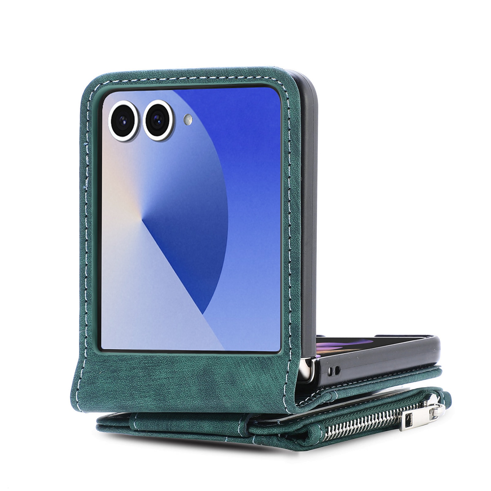 Mobilveske Multi-slot Zipper Samsung Galaxy Z Flip 7 Grønn