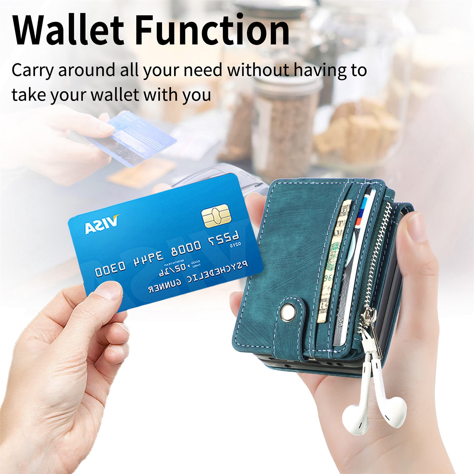 Mobilveske Multi-slot Zipper Samsung Galaxy Z Flip 7 Grønn