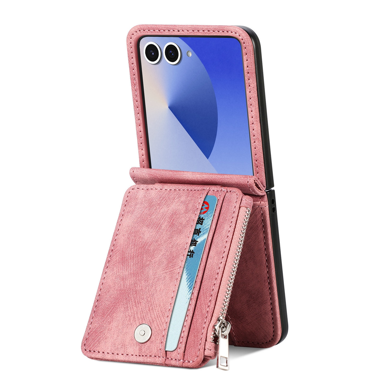 Mobilveske Multi-slot Zipper Samsung Galaxy Z Flip 7 Rosa