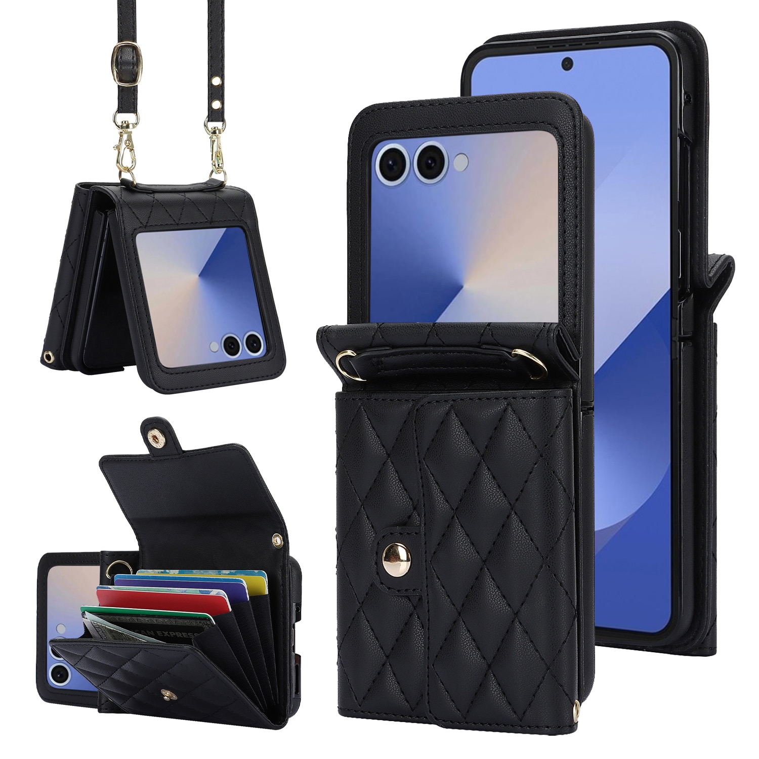 RFID blocking Lommebokveske Samsung Galaxy Z Flip 7 Quilted Svart