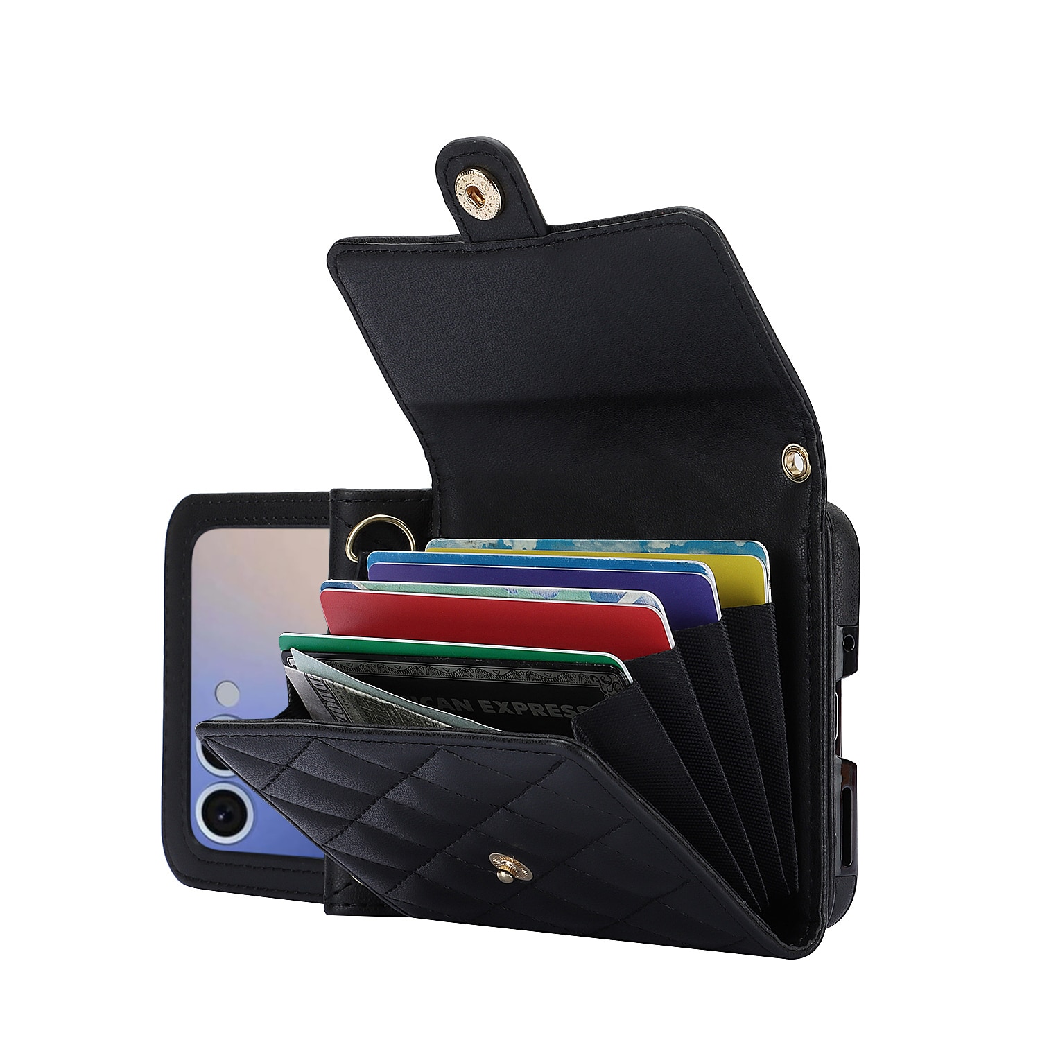 RFID blocking Lommebokveske Samsung Galaxy Z Flip 7 Quilted Svart