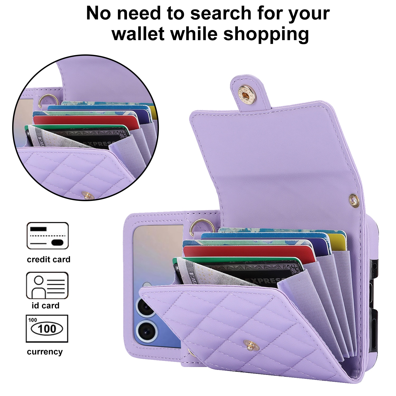 RFID blocking Lommebokveske Samsung Galaxy Z Flip 7 Quilted Lilla