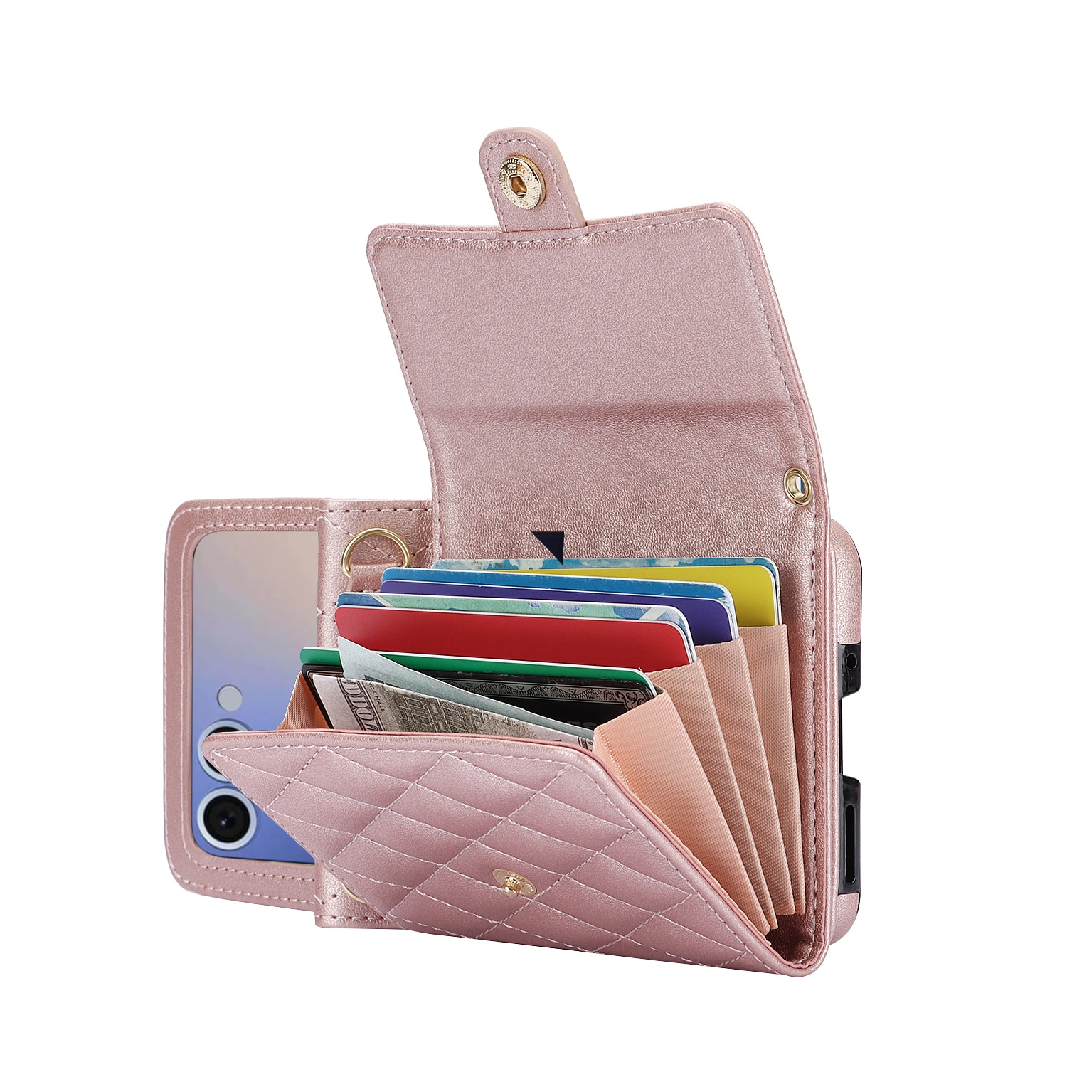RFID blocking Lommebokveske Samsung Galaxy Z Flip 7 Quilted Rosegull