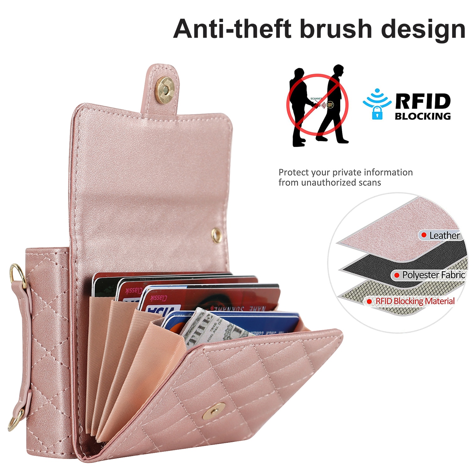RFID blocking Lommebokveske Samsung Galaxy Z Flip 7 Quilted Rosegull