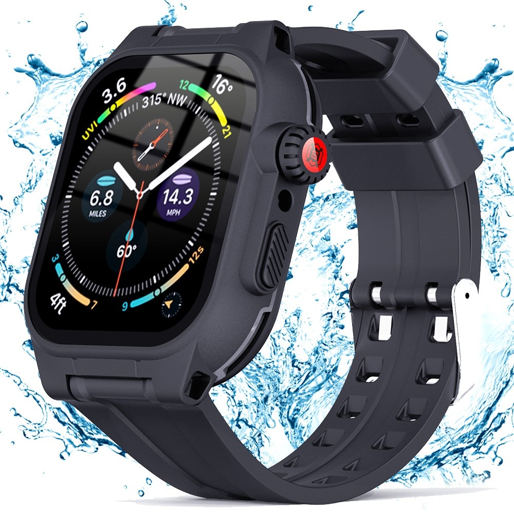Vannbestandig Deksel + Reim Silikon Apple Watch 45mm Series 8 svart