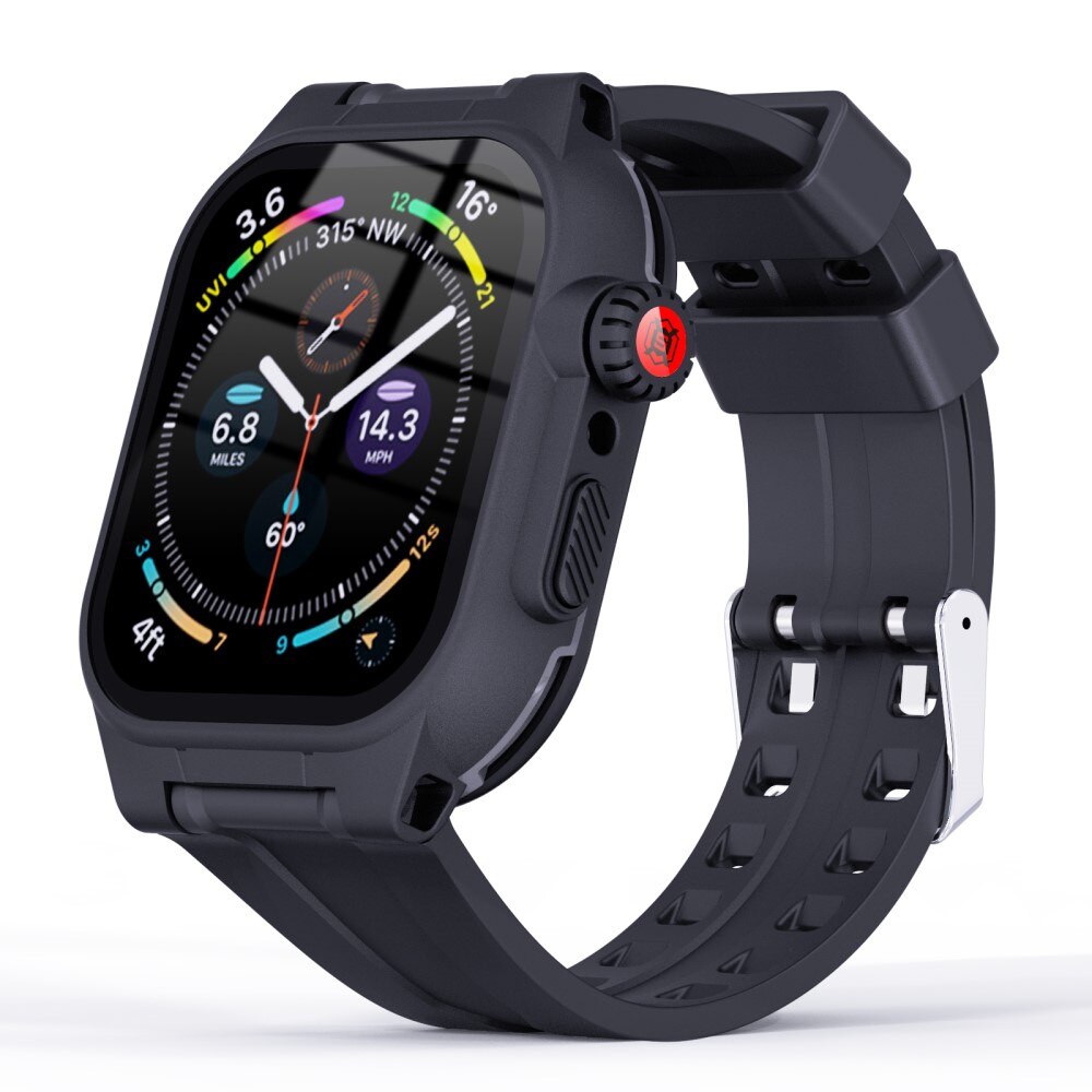 Vannbestandig Deksel + Reim Silikon Apple Watch 45mm Series 7 svart