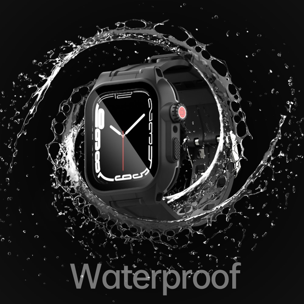Vannbestandig Deksel + Reim Silikon Apple Watch 45mm Series 9 svart