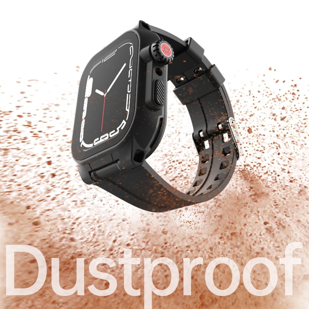 Vannbestandig Deksel + Reim Silikon Apple Watch 45mm Series 8 svart