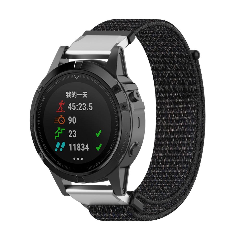 Garmin Fenix 5/5 Plus/6/6 Pro/7 Nylonreim svart/sølv