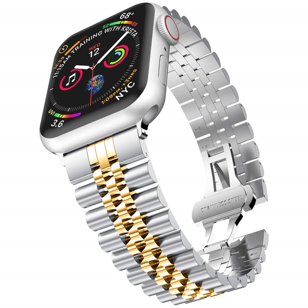 Stainless Steel Bracelet Apple Watch 41mm Series 7 sølv/gull
