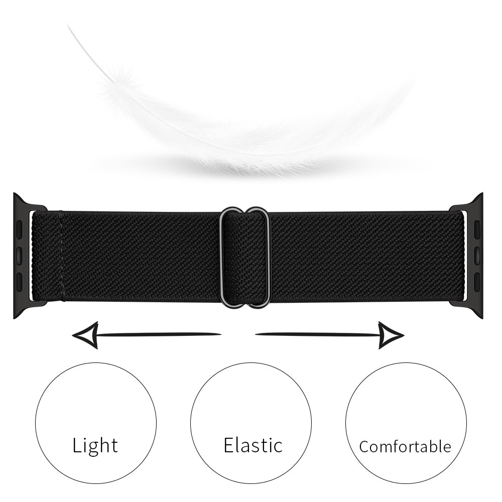 Apple Watch 45mm Series 8 Elastisk Nylonreim svart