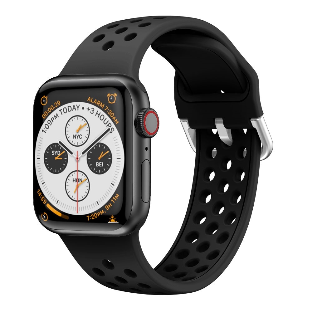 Apple Watch 42/44/45 mm Reim Silikon Sport svart