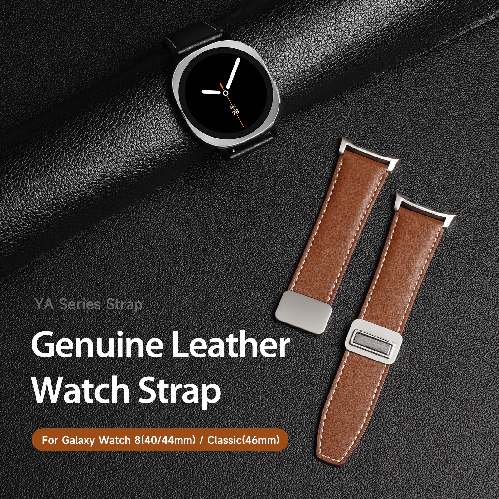 Lærreim Samsung Galaxy Watch 8 44mm Brun